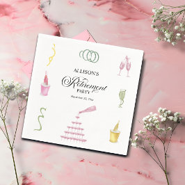 カラフルなドリンクとボトルの退職パーティー スタンダードカクテルナプキン