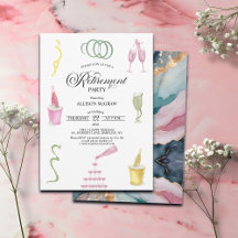 カラフルなドリンクとボトルの退職パーティー