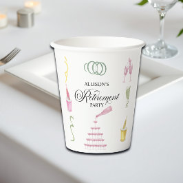 カラフルなドリンクとボトルの退職パーティー 紙コップ