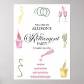 カラフルなドリンクボトル引退パーティー歓迎 ポスター (正面)