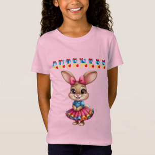 カラフルなドレスを着たかわいいキャラクターのウサギ Tシャツ