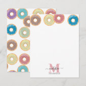 カラフルなドーナツ & スプリンクルズ モノグラム ノートカード (正面/裏面)