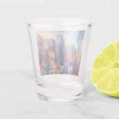 カラフルなニューヨーク市街の抽象アート ショットグラス (裏面)