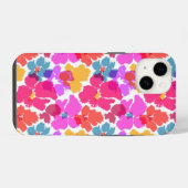 カラフルなネオンのモダンな花柄 iPhoneケース (裏面横)