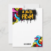 カラフルなネオングラフィティヒップホップストリートアートの子供たち ノートカード (正面)