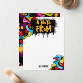 カラフルなネオングラフィティヒップホップストリートアートの子供たち ノートカード (正面/裏面インサイチュ)