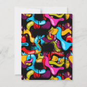 カラフルなネオングラフィティヒップホップストリートアートの子供たち ノートカード (裏面)