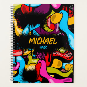 カラフルなネオン落書きヒップホップストリートアートティーン プランナー手帳