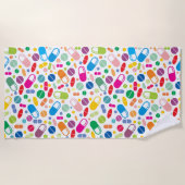 カラフルなネオン薬剤パターン ビーチタオル (正面)