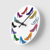 カラフルなハイヒールの靴 ラウンド壁時計 (傾斜)