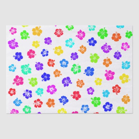 カラフルなハイビスカスのプリント 薄葉紙 (正面)