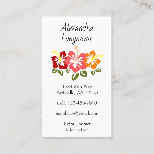 カラフルなハイビスカスの本好き 名刺 (裏面)