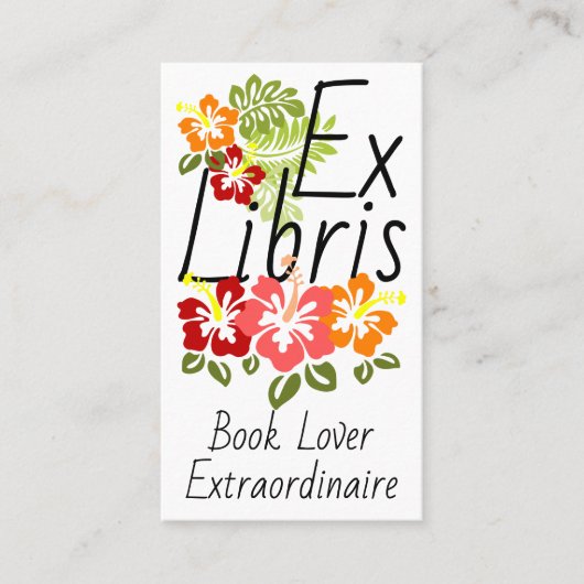 カラフルなハイビスカスの本好き 名刺 (正面)