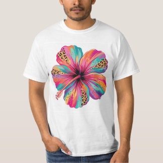 カラフルなハイビスカスの花のトロピカルPNG Tシャツ