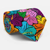 カラフルなハイビスカスの花 ネクタイ (ロール)