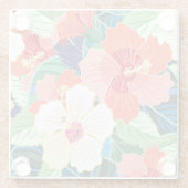 カラフルなハイビスカスパターン ガラスコースター (裏面)