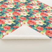 カラフルなハイビスカスパターン シェルパブランケット (3/4)