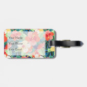 カラフルなハイビスカスパターン|モノグラム ラゲッジタグ (裏面横)