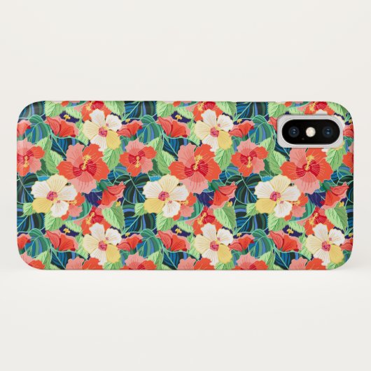 カラフルなハイビスカスパターン Case-Mate iPhoneケース (裏面(横))