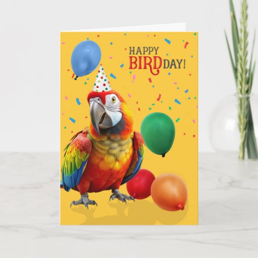 カラフルなハイブリッド・コンゴウインコの誕生日 カード (正面)