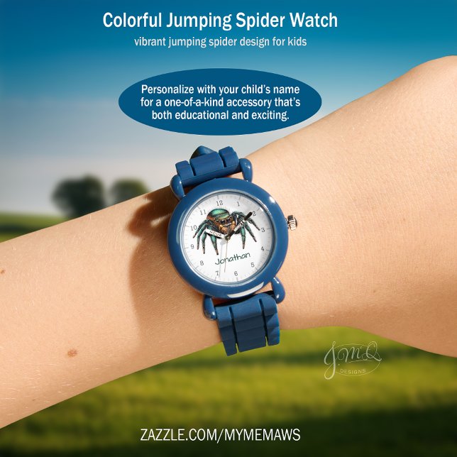 カラフルなハエドリの子供デザイン 腕時計 (Colorful Jumping Spider Kids Design Watch)