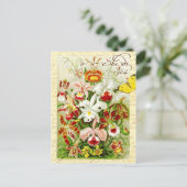 カラフルなハオチドと黄色の蝶 ポストカード (スタンド正面)