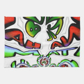 カラフルなハクナマタタのグラフィティアートプリント キッチンタオル (横)