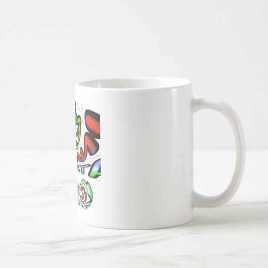 カラフルなハクナマタタのグラフィティアートプリント コーヒーマグカップ (右)