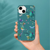 カラフルなハチドリとフローラル水彩画  Case-Mate iPhoneケース