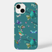 カラフルなハチドリとフローラル水彩画  Case-Mate iPhoneケース (裏面)