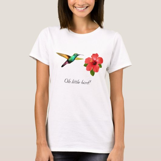 カラフルなハチドリと赤い花 Tシャツ (正面)