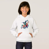 カラフルなハチドリの花柄 自然を描いたアートTシャツ (正面フル)