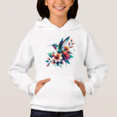 カラフルなハチドリの花柄 自然を描いたアートTシャツ (正面)