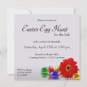 カラフルなハッピーイースターエッグとゲルベラ 招待状 (裏面)
