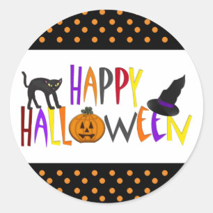 カラフルなハッピーハローウィン ラウンドシール