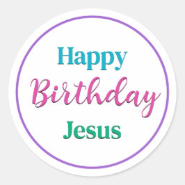 カラフルなハッピーバースデーイエス ラウンドシール