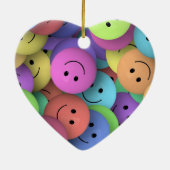 カラフルなハッピー フェイス絵文字アート セラミックオーナメント (裏面)