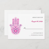 カラフルなハムサの返信カード 招待状 (正面/裏面)