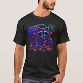 カラフルなハロウィンのアライグマ Tシャツ
