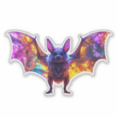 カラフルなハロウィンのコウモリ シール (正面)