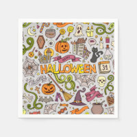カラフルなハロウィンの落書きオブジェクトパターン