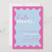 カラフルなハロー ナインティ 90歳の誕生日パーティー 招待状 (正面)