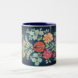 カラフルなハンガリーの花 ツートーンマグカップ