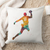 カラフルなハンドボール選手 クッション (ブランケット)