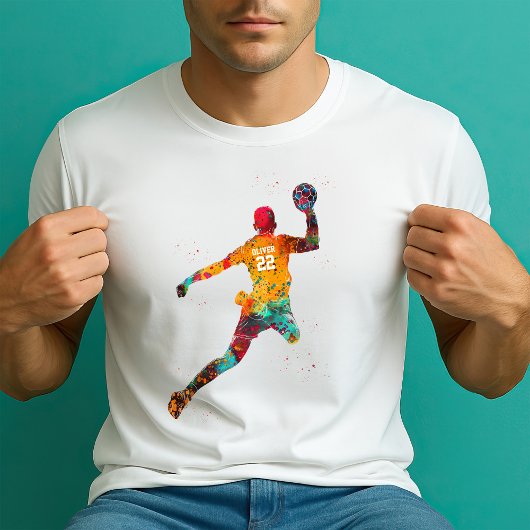 カラフルなハンドボール選手 Tシャツ