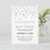 カラフルなハートがエレガントな結婚式の招待状 案内状 (スタンド正面)