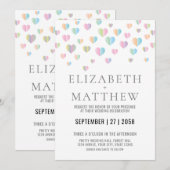 カラフルなハートがエレガントな結婚式の招待状 案内状 (正面/裏面)