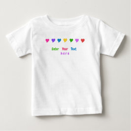 カラフルなハートと名前のカスタマイズ ベビーTシャツ