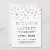 カラフルなハートのエレガントな結婚式の招待状 案内状 (裏面)