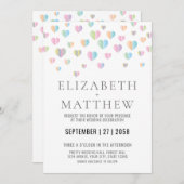 カラフルなハートのエレガントな結婚式の招待状 案内状 (正面/裏面)